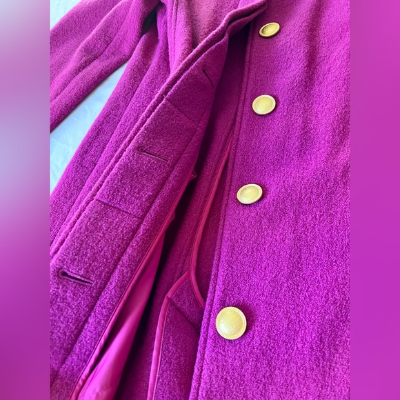 L.L. Bean with Bellandi Womens Coat Pink 100% Wool Made in Italy Fushia Gold XS - Picture 4 of 13